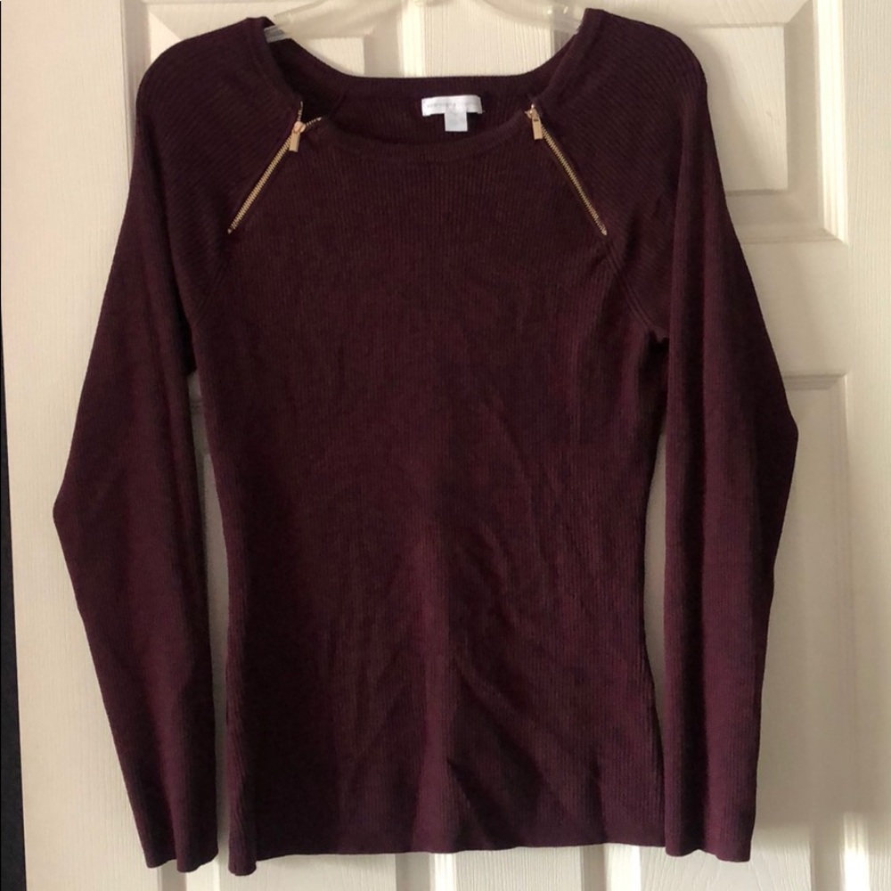 NEW!! Burgundy Sweater with Zipper Accents